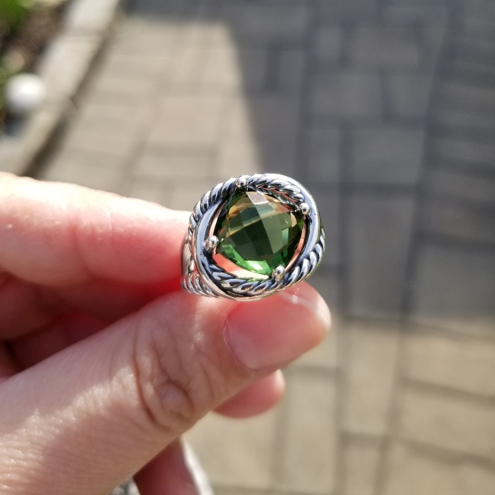 David Yurman prasiolite ring, 11 mm faceted stone